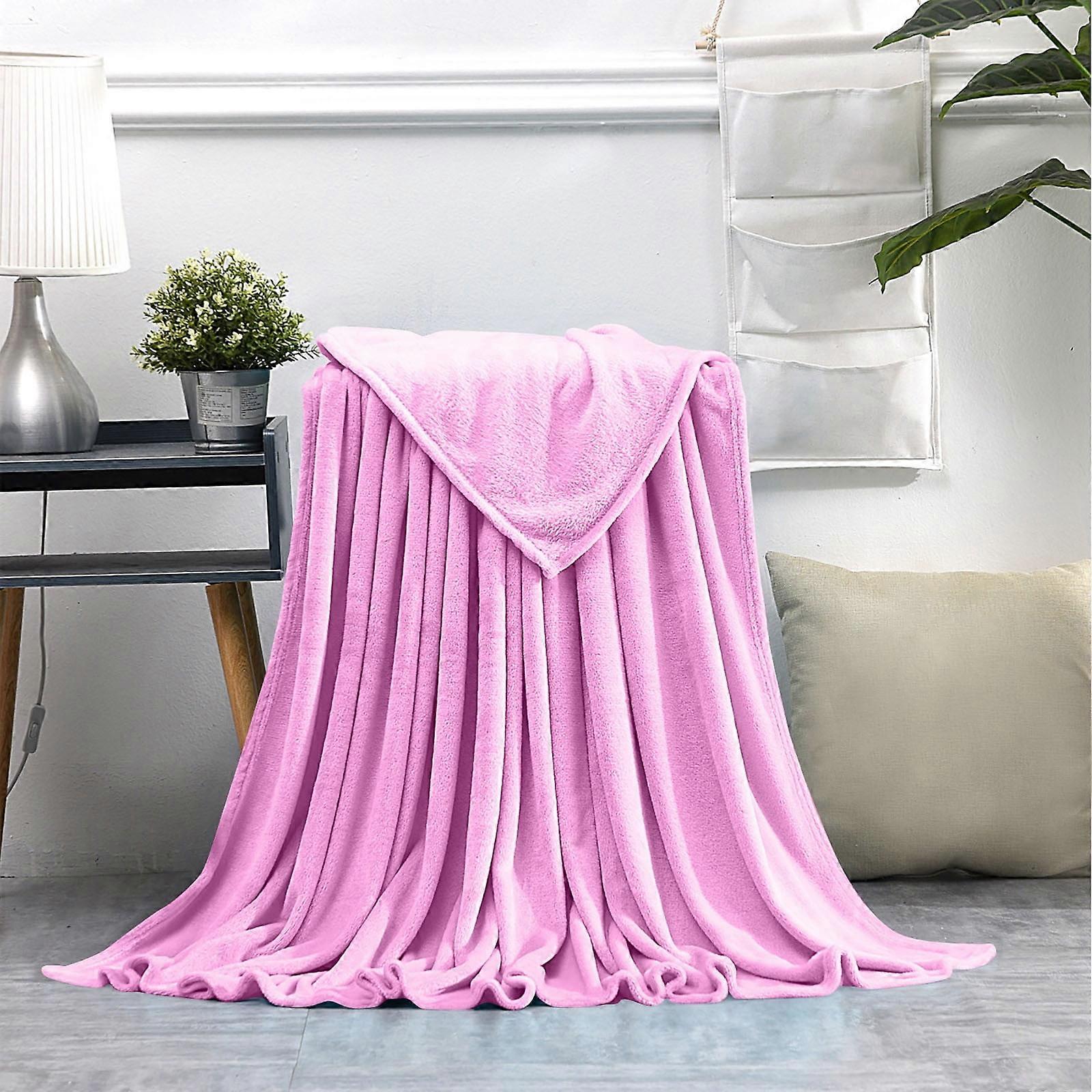 Pink 70*100CM Faux Blanket, Super Soft Warm Solid Warm Micro Plush Fleece Blanket Throw Rug Sofa Bedding, Cozy & Durable Blanket