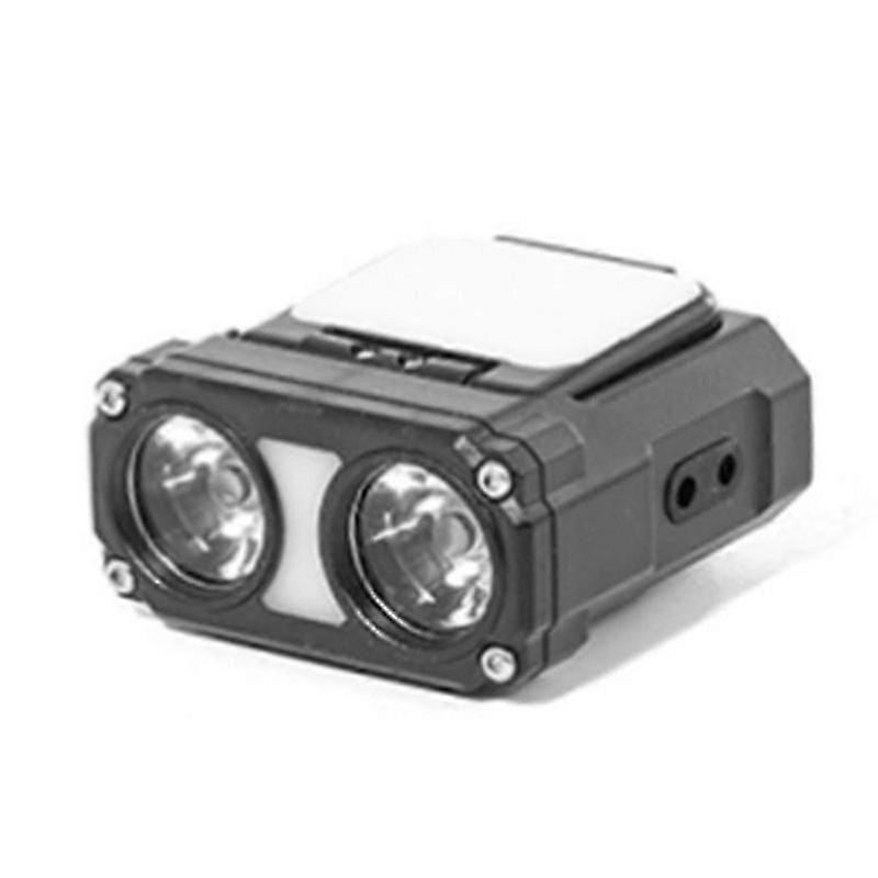 25-26 Dual Beam Hat Clip Cap Light Mini LED Headlamp Sensor Headlight USB Rechargeable Adjustable Angle Camping Headlamp