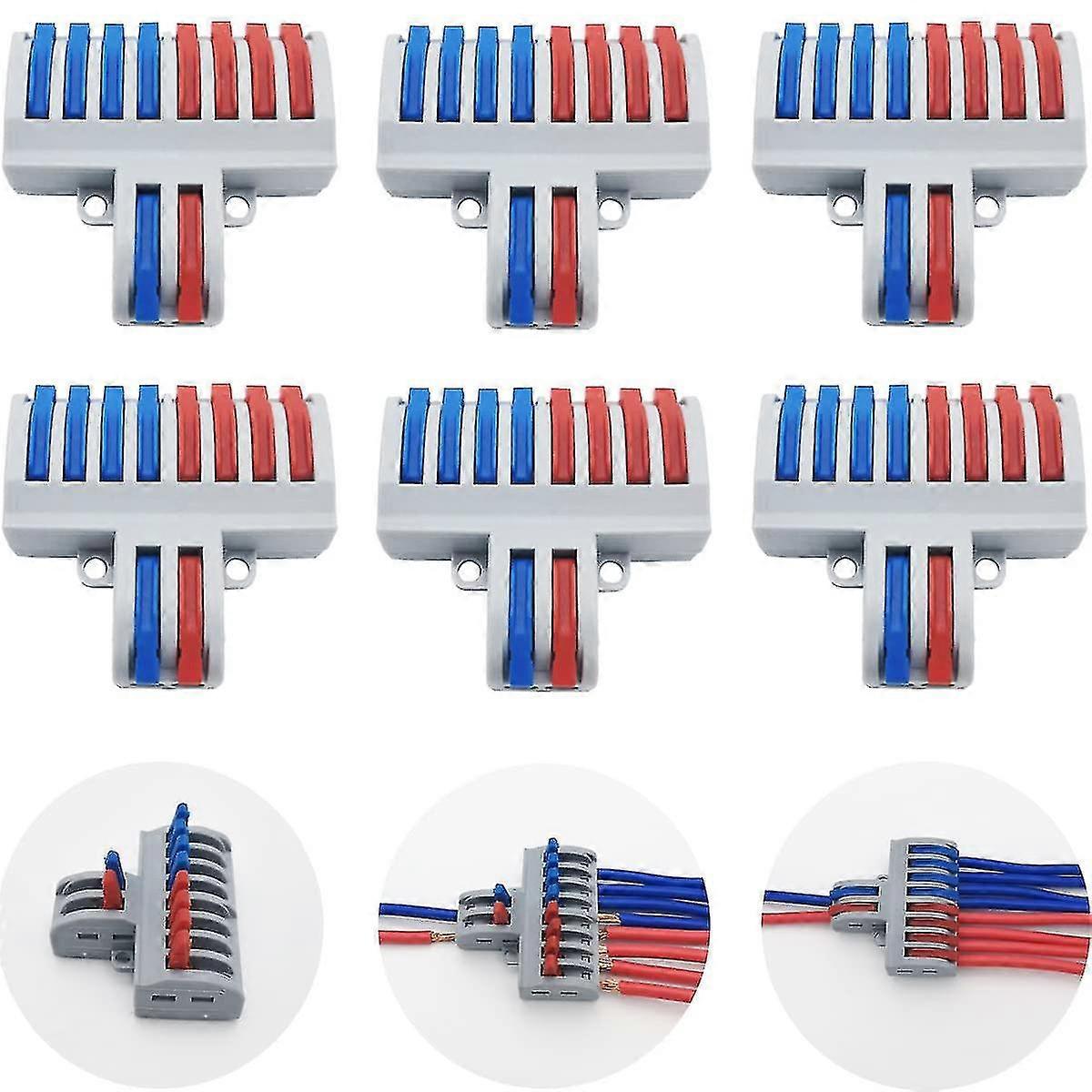 Connection Terminals, Spl-82 6 Pcs Electrical Connectors, Lever-nut Wire Connectors, Compact Wire Connector (2 In 8 Out)