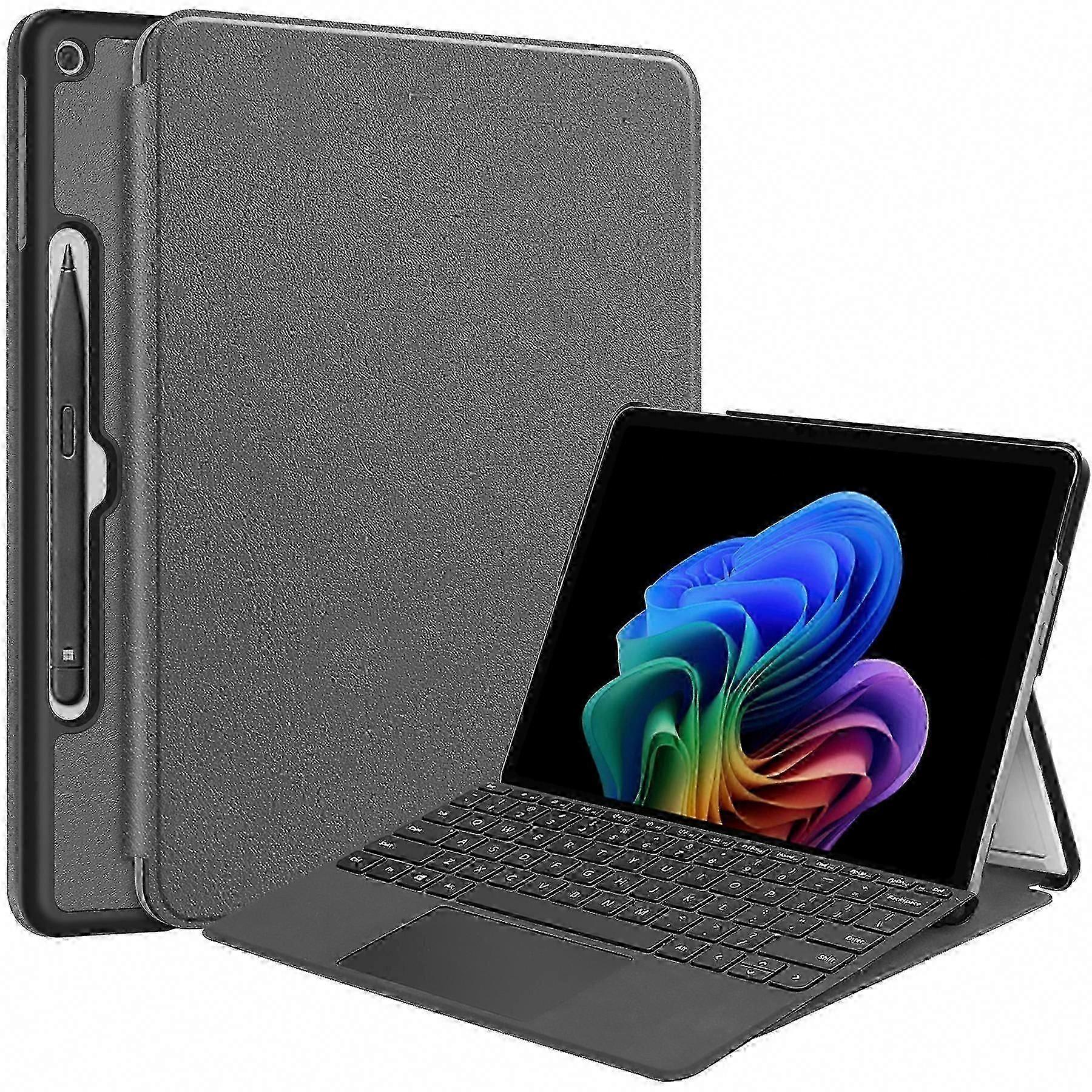 Capa para Microsoft Surface Pro 12 polegadas em Couro PU Dobrável com Suporte para Tablet Folio Cinza