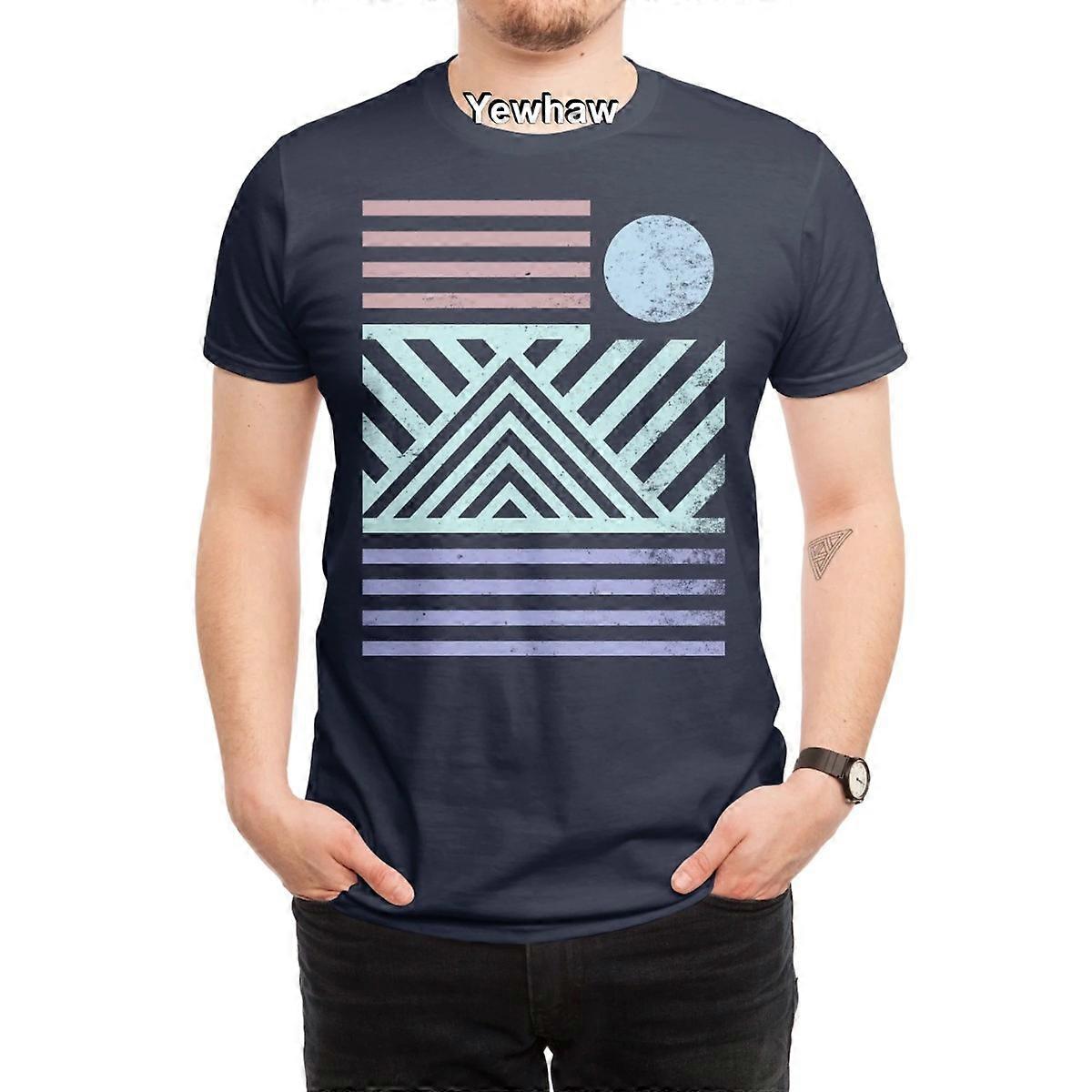 פסי שמש רטרו חולצת טריקו מינימליסטי גיאומטרי קווי וינטג' צורות מודרניות