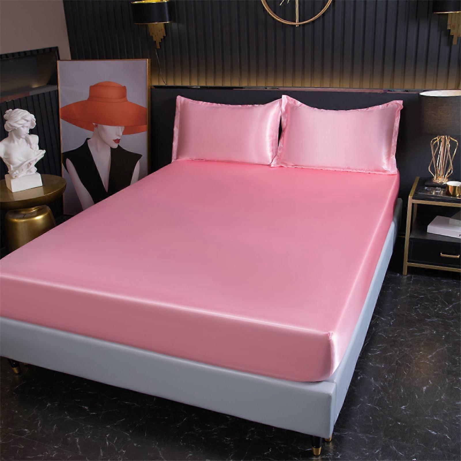 150x200 King Size Fitted Sheets Satin Material Model Jn15 150x200+25cm Resists Fading Pilling Tearing
