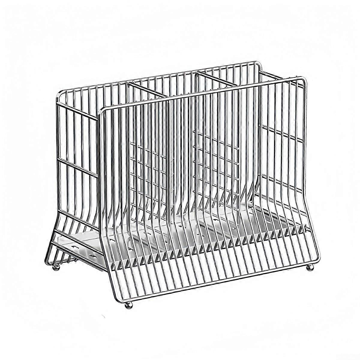 Utensil Holder Rust Resistant Stainless Steel 3 Compartment For Cutlery And Small Items Open Design For Improved Drying