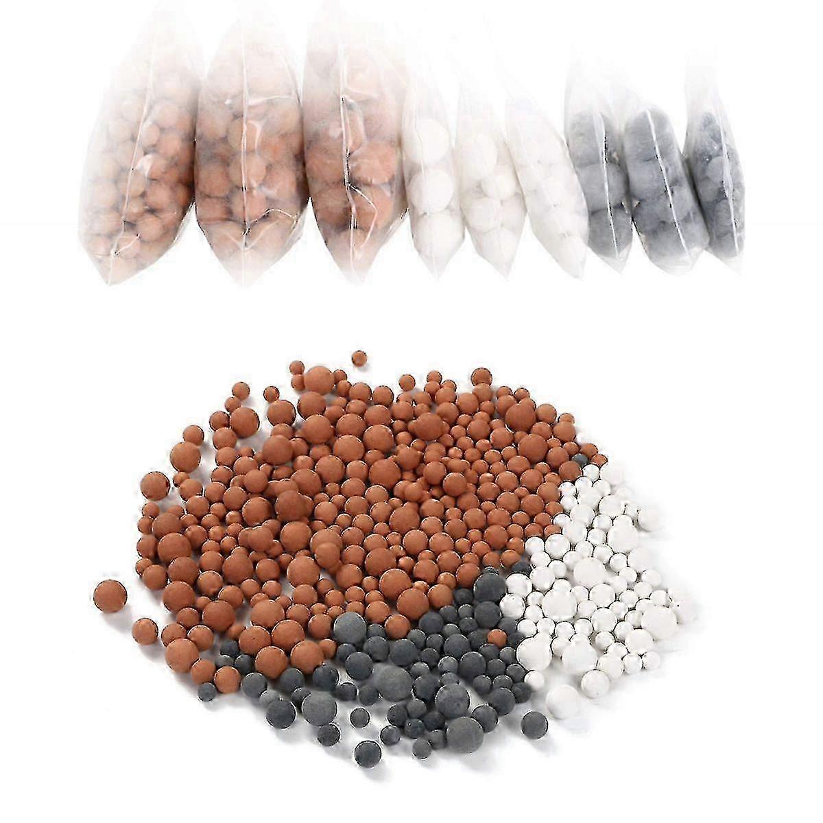 Shower head limescale filter, 9 pack 3 sizes negative ion mineral balls, for hand shower ion filter, removes chlorine, bacteria