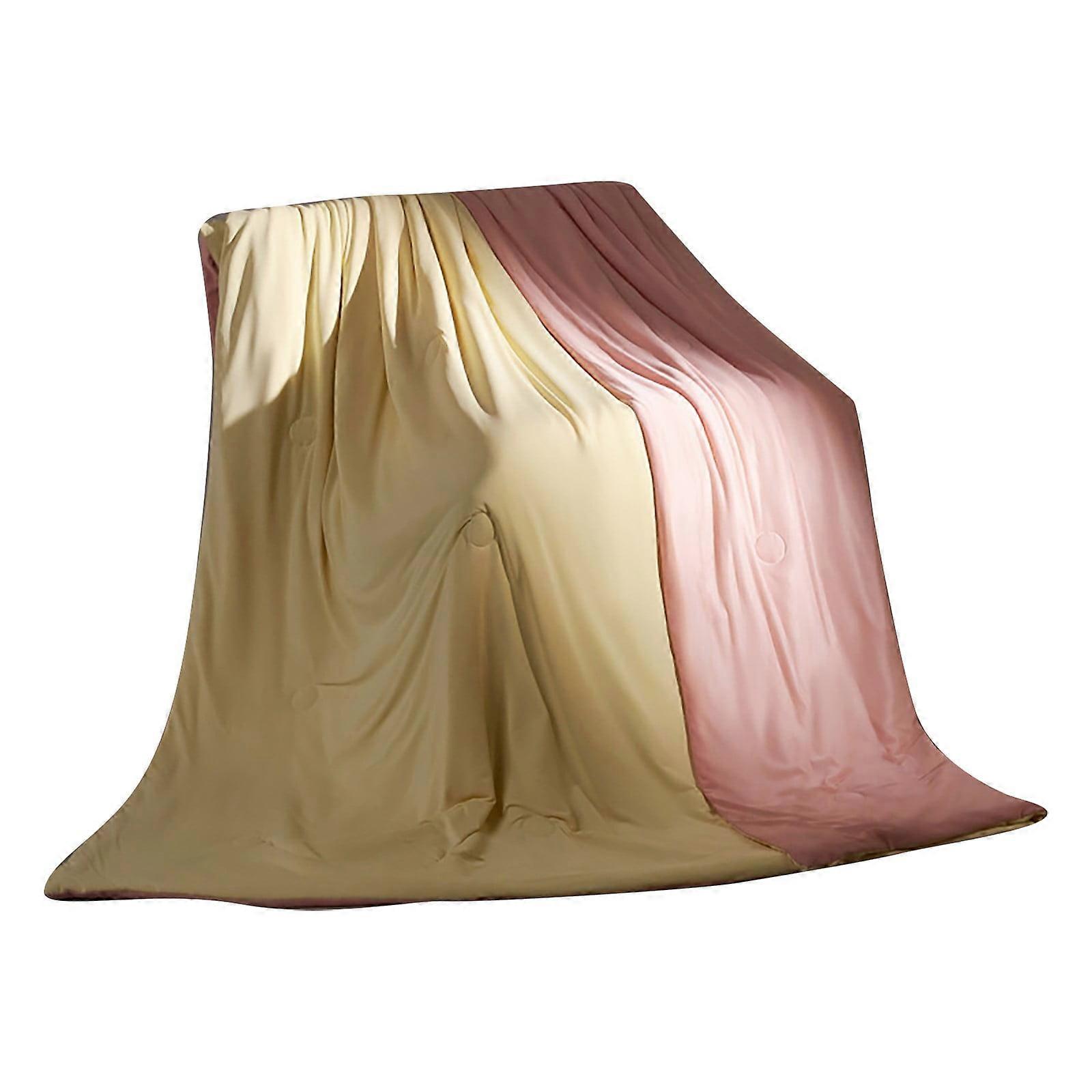 Begine Clearance Ice Silk Summer Quilt Beige,Summer Ice Blanket Breathable and Cool Comforter Lightweight Bed Blanket Machine Washable,1*Quilt