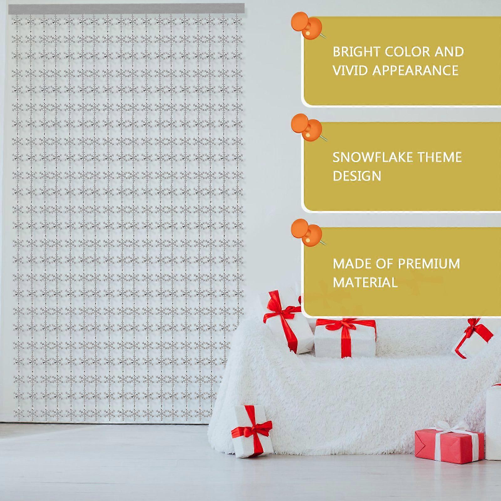 Snowflake Garland Metallic Foil Fringe Curtain Backdrop Decorative Door Window Curtain