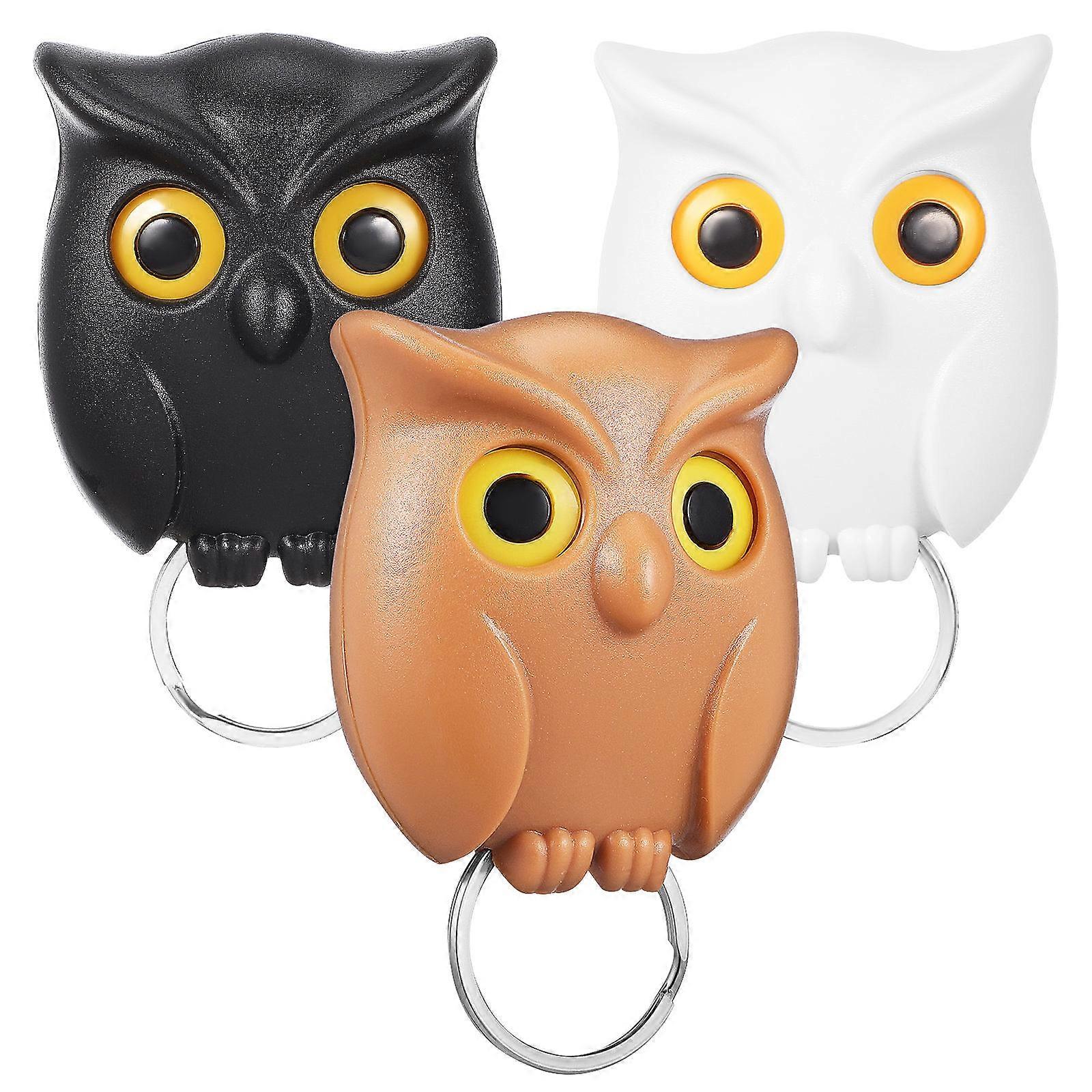 Wall Key Holder Owl Hooks Adhesive Hooks for Entryway 3Pcs Set