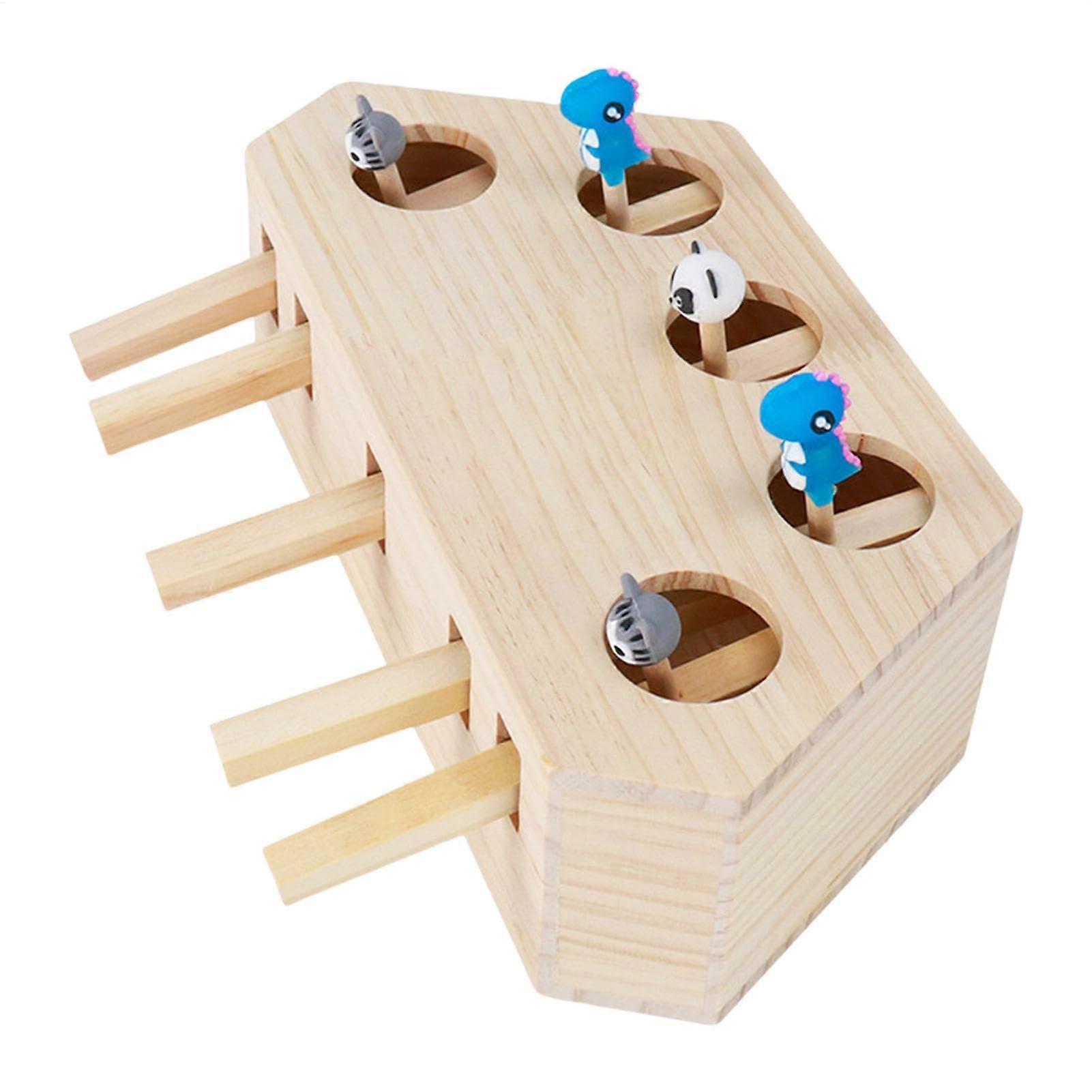 Cat Scratcher Interactive Wooden Whack Game Toy with 5 Holes for Cat Play and Exercise
