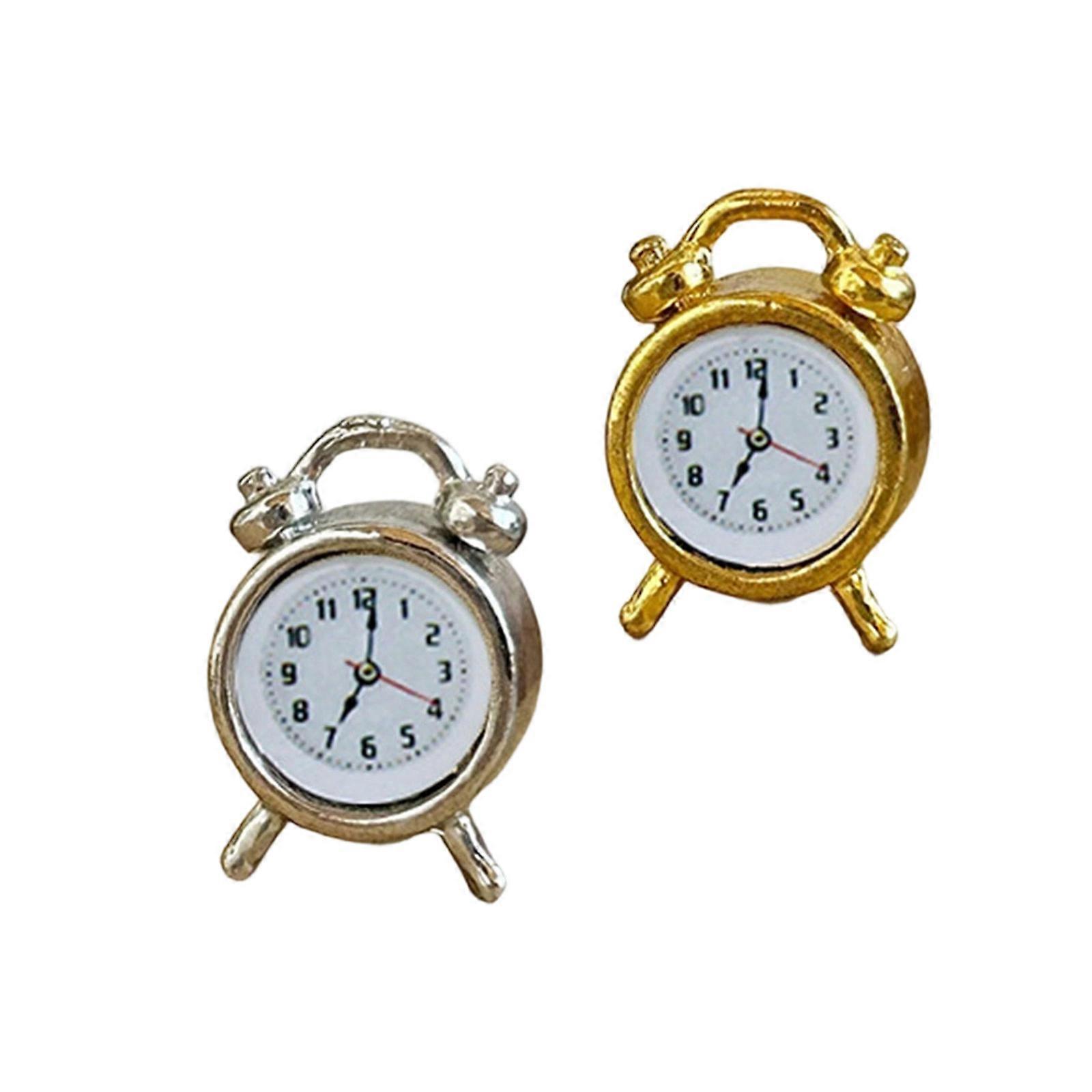Nostalgic Miniature Clocks Decorative Accessories Furniture For Enhancing Doll House Interiors Or Scene Desktop Display Multicolor