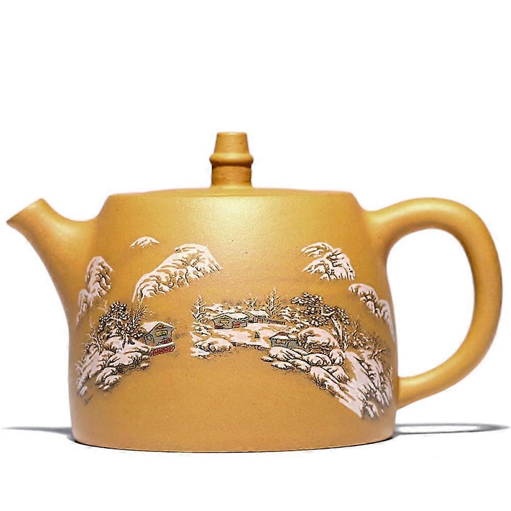 Purple Clay Teapot 500ml Gold Section Kung Fu Tea Set HandPainted Large Capacity Tea Infuser