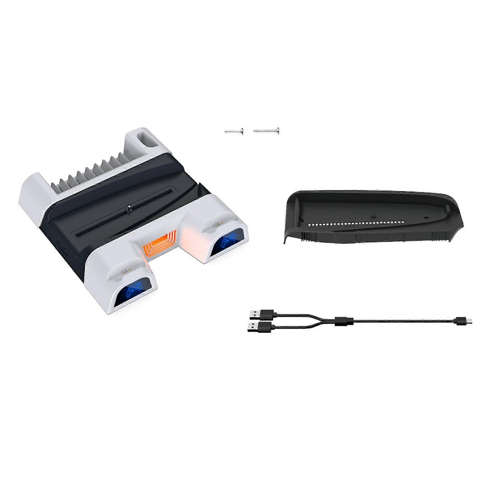 Host Cooling Base Double Controller Charging Stand Cartridge Slot with Ambient Light for Slim Heat Dissipation Base Multicolor