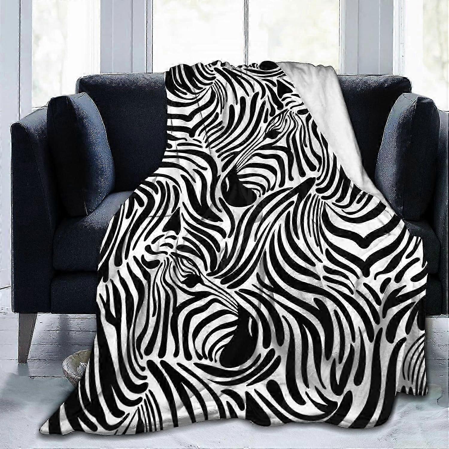 Soft Throw Blanket Zebra Animal Skins Print Flannel Blanket Ultra Soft Warm Throws Washable for Bed Sofa Couch