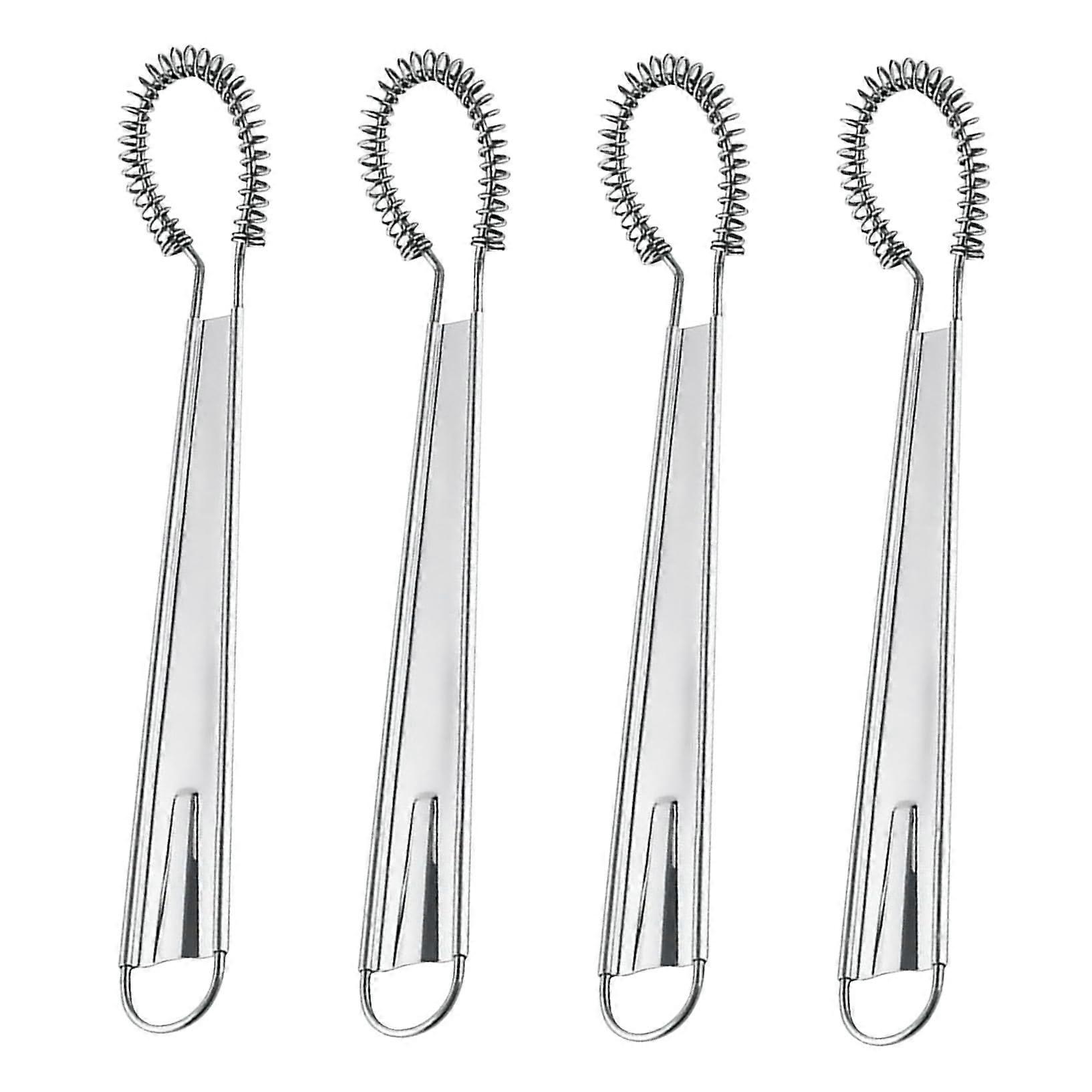4 Pcs Stainless Steel Egg Whisk Set with Spring Handle for Baking, Cooking, Milk Frothing and Travel