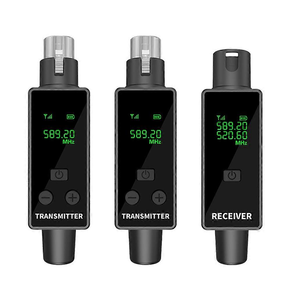 2.4G XLR Microphone Adapter Wireless Microphone Transmitter Receiver System for Dynamic Mic Guitars Audio Mixers 2TX 1RX