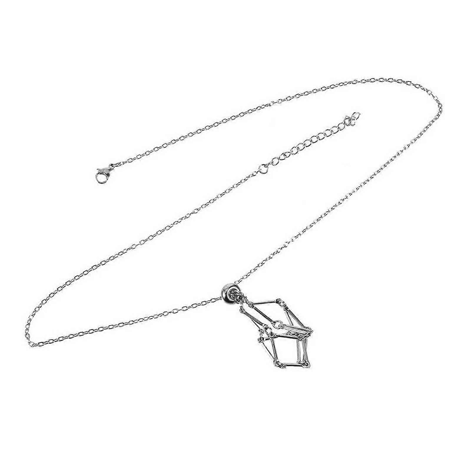 Rock Crystal Original Stone Empty Net Bag Metal Slub Necklace Woven Pendant Adjusting Chain Net Bag Pendant Rope  S