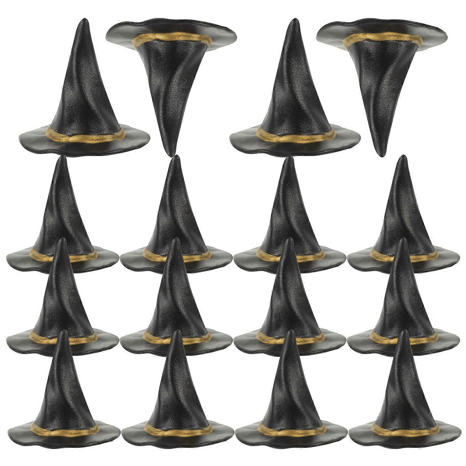 Miniature Witch Hat Black Plastic for DIY Accessories 24Pcs Set