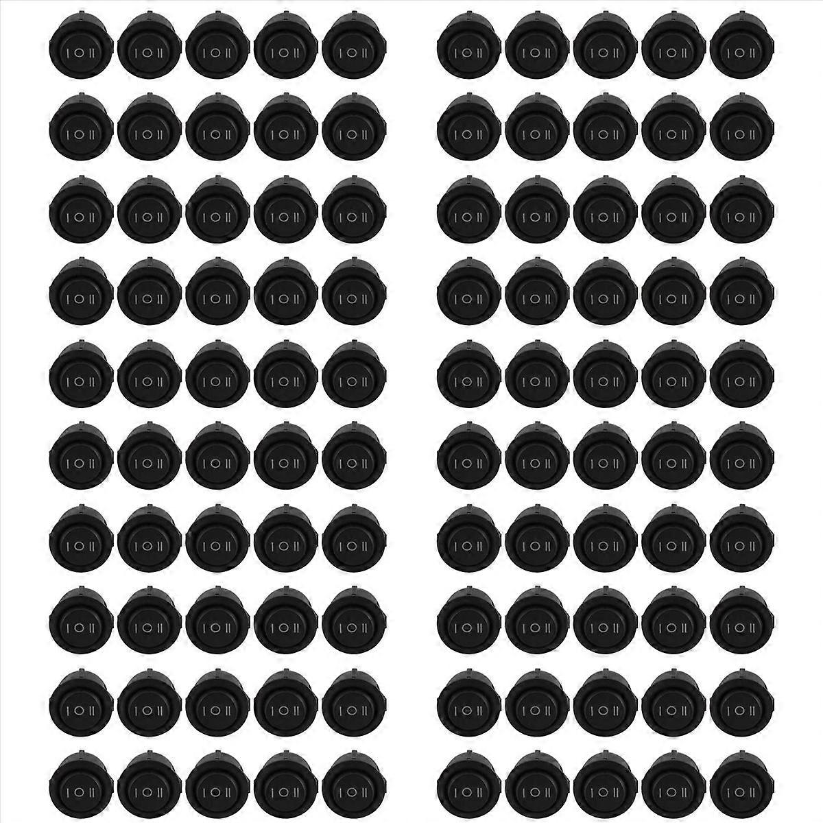 100 Pcs x ON/OFF/ON 3 Position SPDT Round Boat Rocker Switch 6A/250V 10A/125V AC