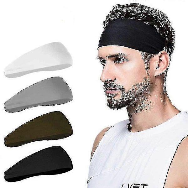 4 pcs Athletic Headbands for Men Black/white/gray/green
