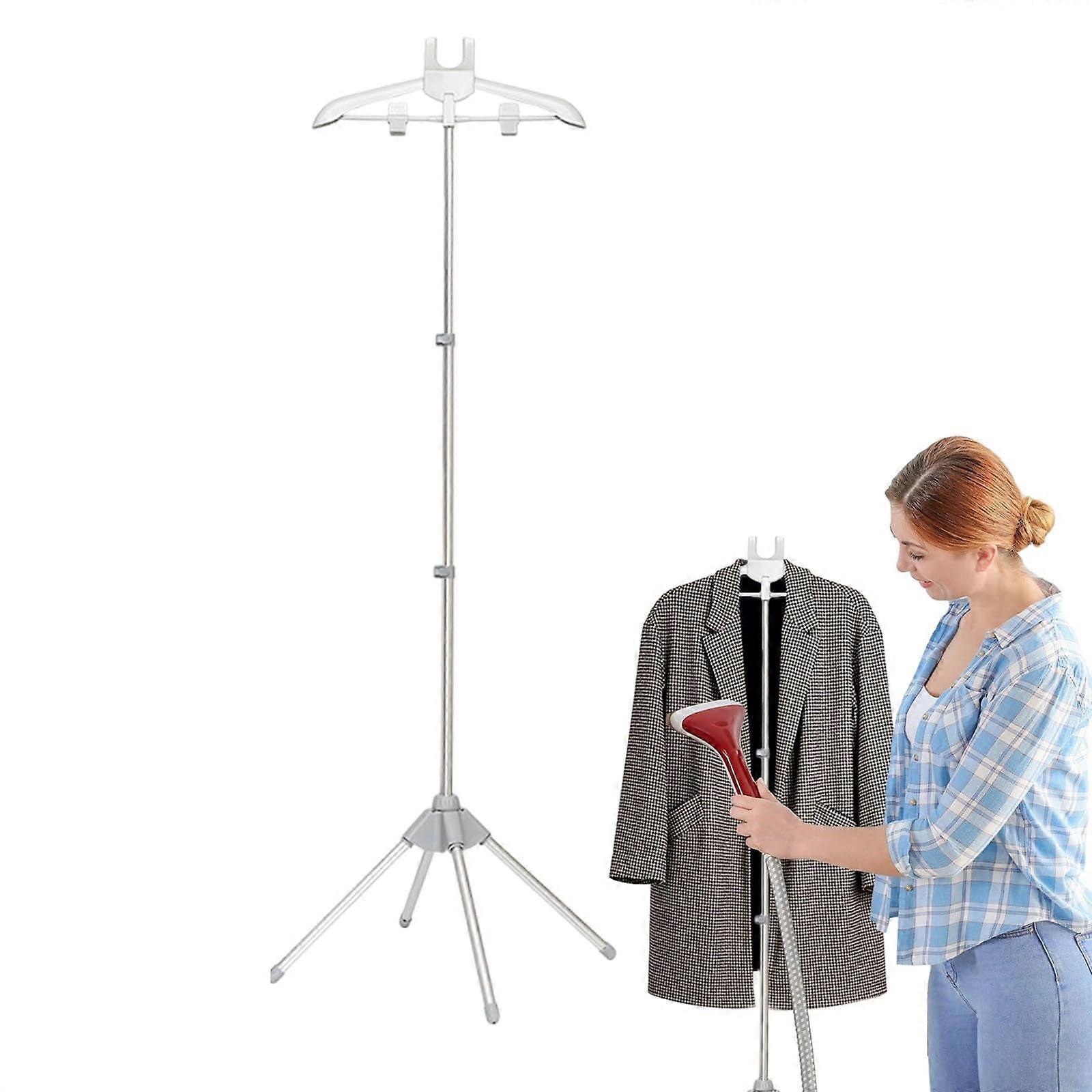 Adjustable Height Garment Steamer Rack with 360° Rotating Hanger, Foldable Stand and Ironing Gloves