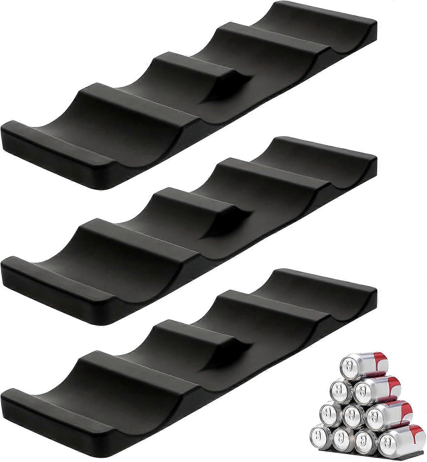 Refrigerator bottle holder, non-slip, stackable, foldable, for beer, drinks and water (black)