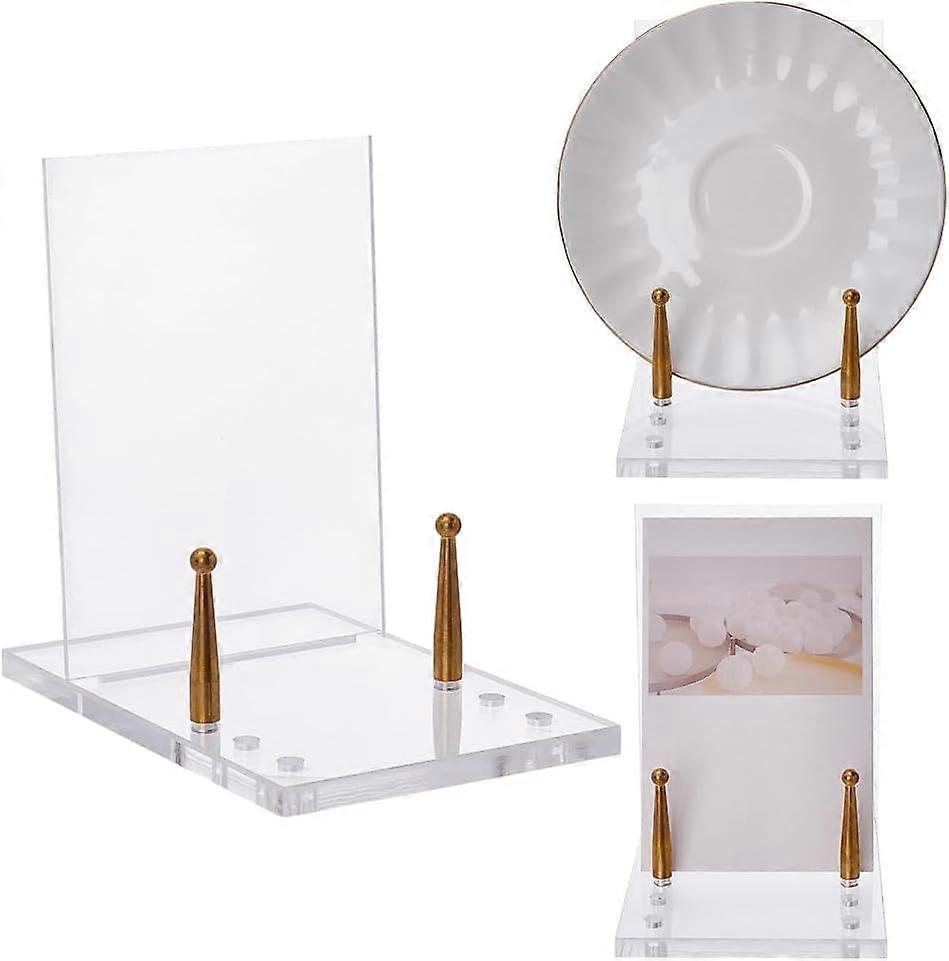 Acrylic Easel Display Stand with Adjustable Gold Hardware for Photos Clear Acrylic with Floating Appearance for Cookbooks Pictures Invitations