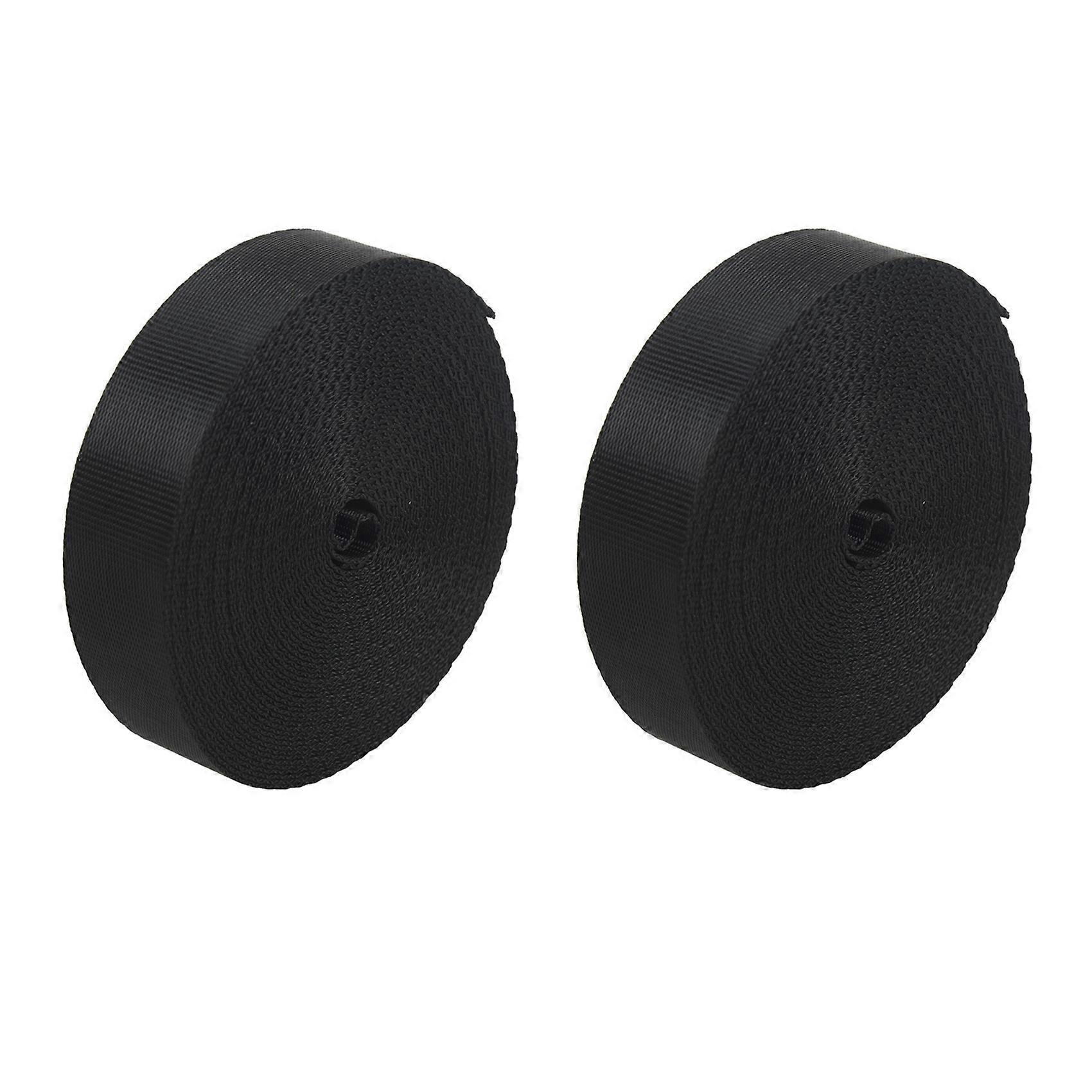 2X Black 10 Yards Nylon Webbing Tape Multi-Use Strap Strapping (25mm) Width