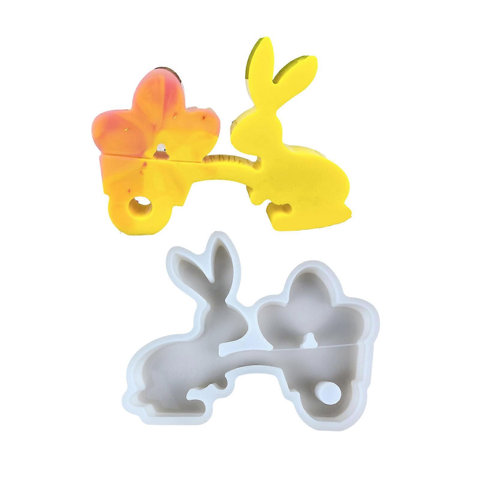 Easy Release Rabbit And Eggs Mold High Quality Silicone Rabbit Eggs Ornament Making Mold For Festival Decorations Multicolor