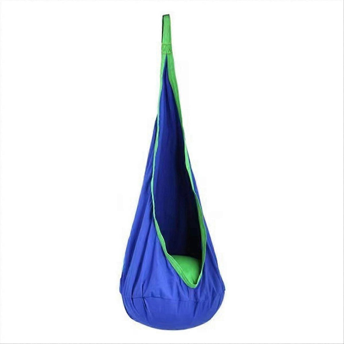 Hanging Chair Portable Parachute Cloth Swing Bed Indoor Blue