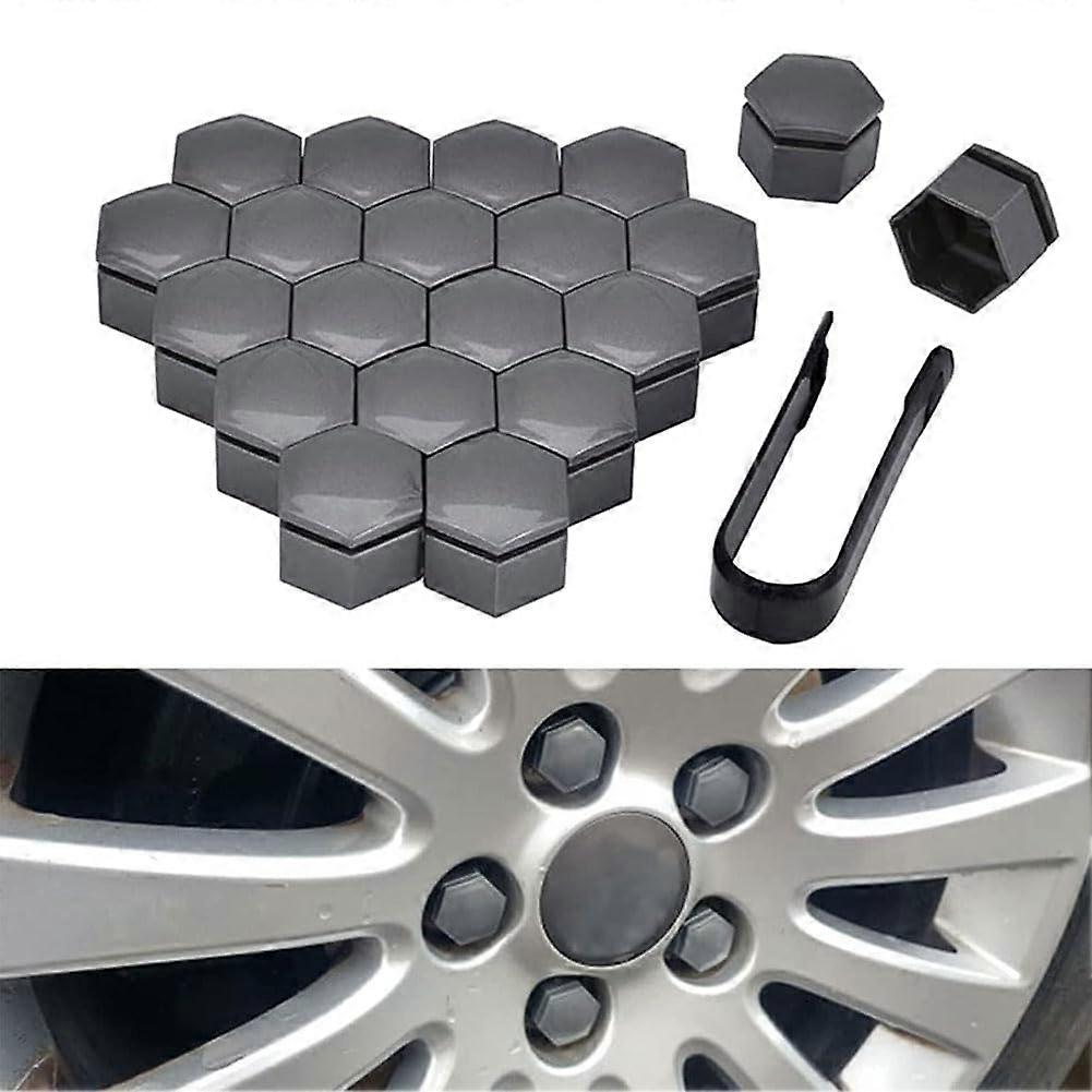 20 Pcs Car Wheel Nut Covers 17mm Hex Hub Bolt Caps Grey