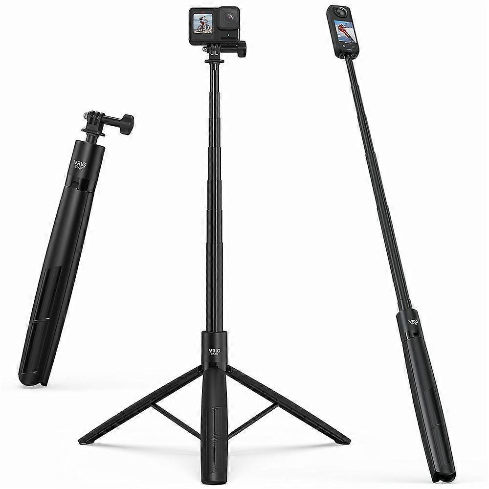 VRIG TP-30 Compatible For GoPro / Smartphone Outdoor Extendable Tripod 180cm Height Adjustable Selfie Stick Tripod with Magnetic