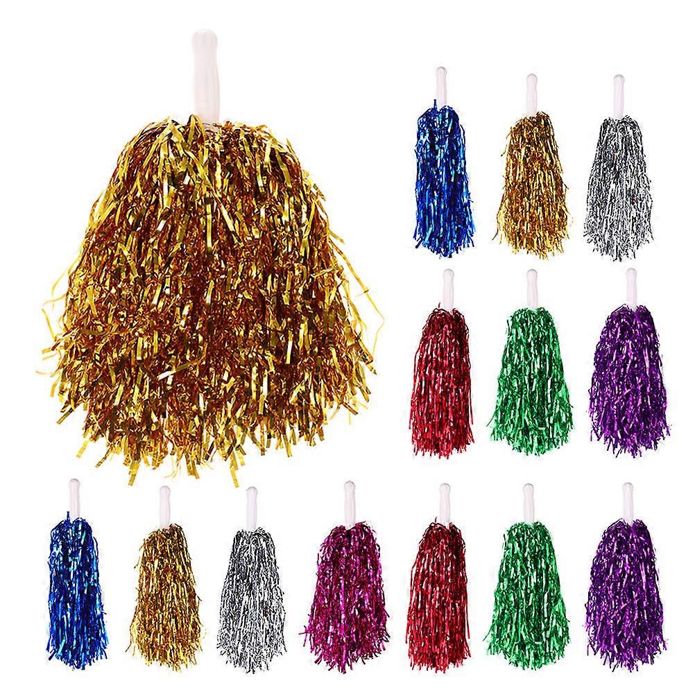 Cheerleader Pom Poms Handheld for Dance Performances 28Pcs Assorted Color Plastic