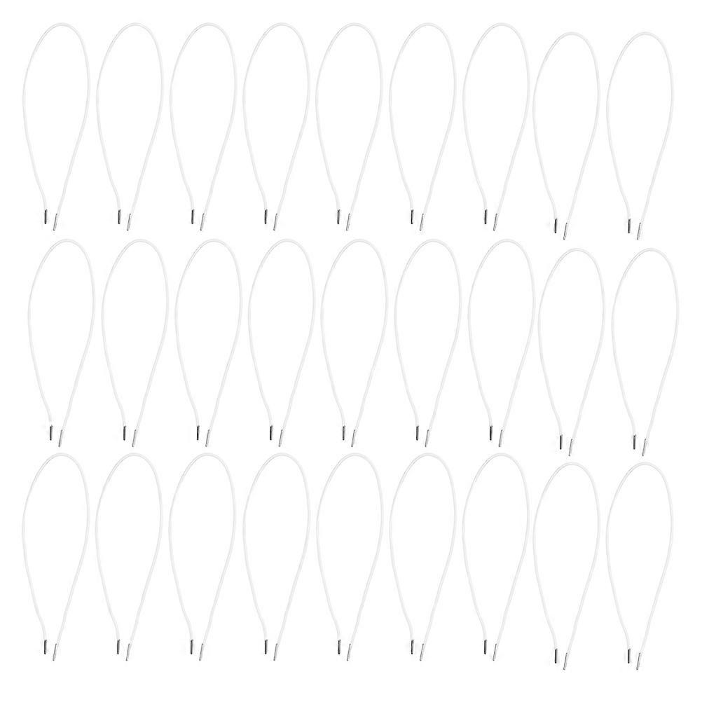 Stretchy Elastic Barbed Cord for Mask Making 50Pcs White Metal End String