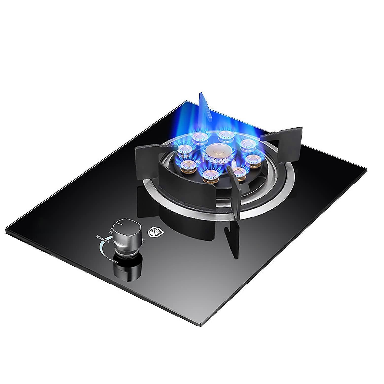 33cm Builtin Gas Hob Black Tempered Glass LPG Cooktop with Flameout Protection and Fast Ignition