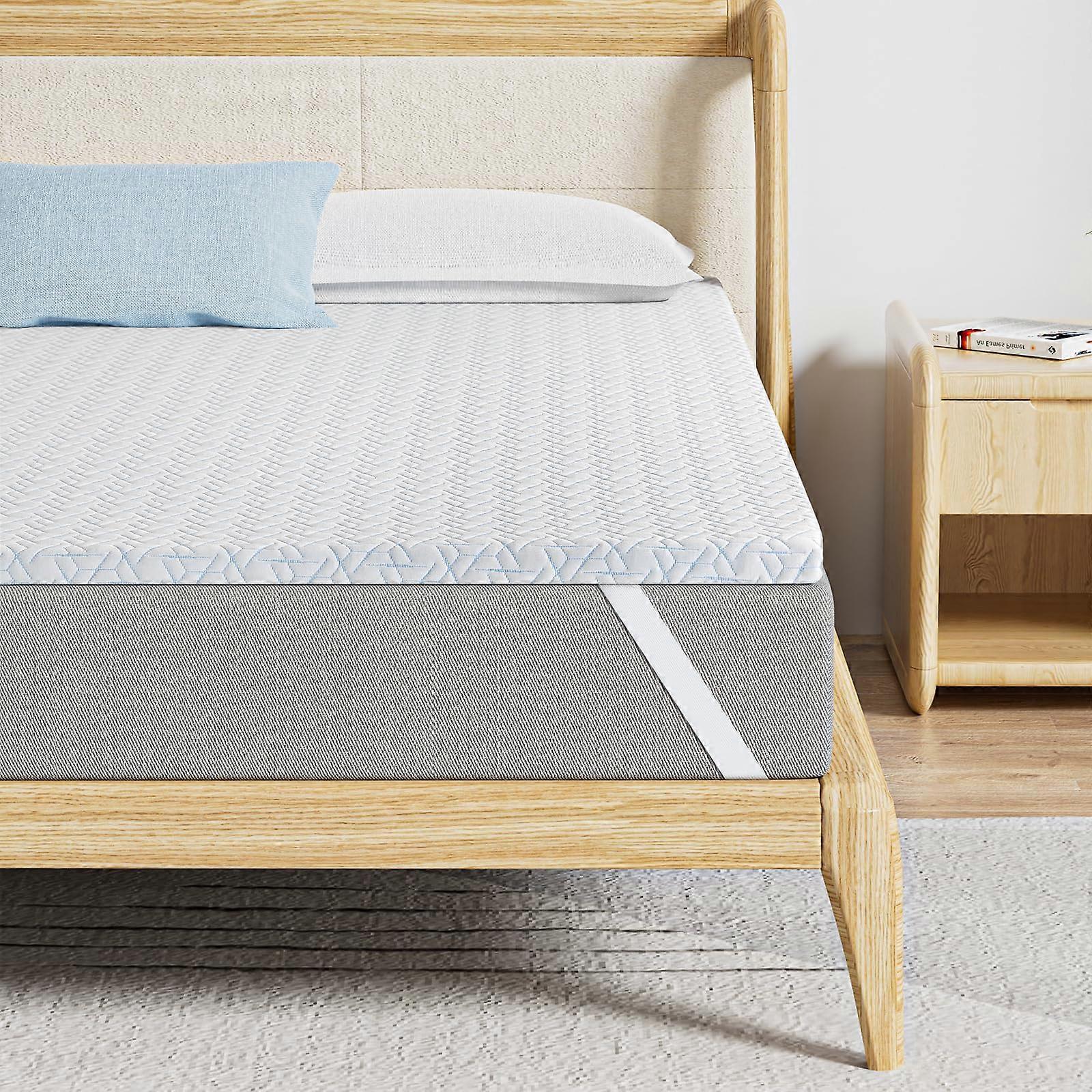 Extra Firm Cooling Gel Memory Foam Mattress Topper Queen Size with Pressure Relief and Washable Cover