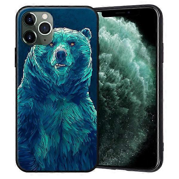 Cool case with blue bear in unique pattern compatible with iphone shockproof Blue 13