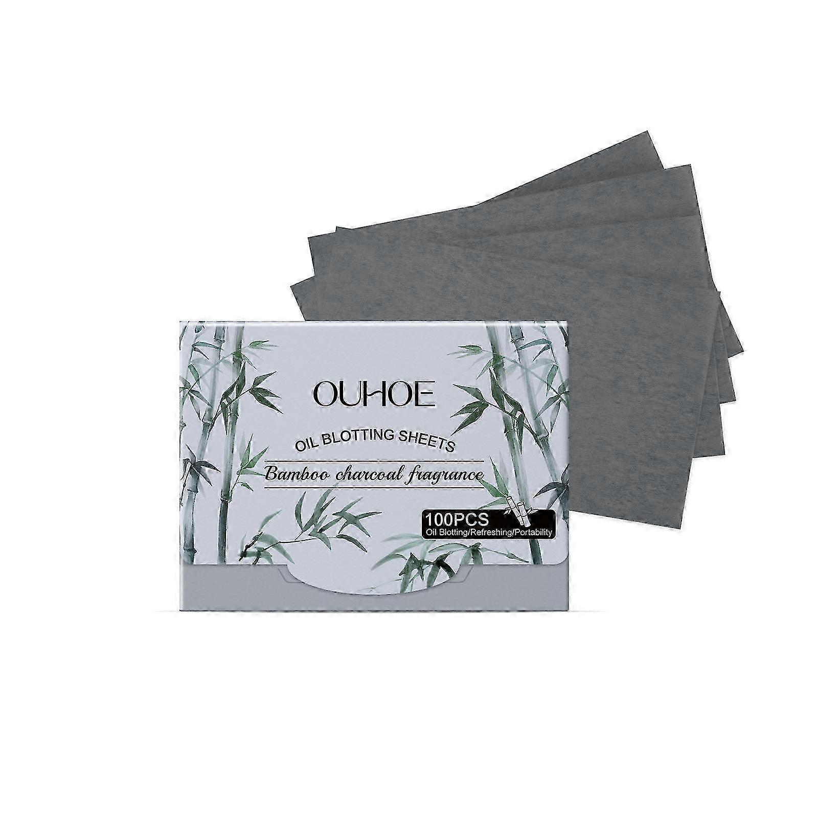 Bamboo Charcoal Oil Blotting Paper  100 Sheets for Matte Skin, Oil Control & Refreshing Finish, Gentle, Portable & Easy to Use for Daily Makeup Touch-