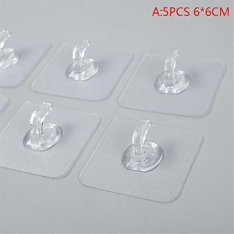 5Pcs Super Glue Hook Transparent Strong Self Adhesive Wall Hangers For Kitchen