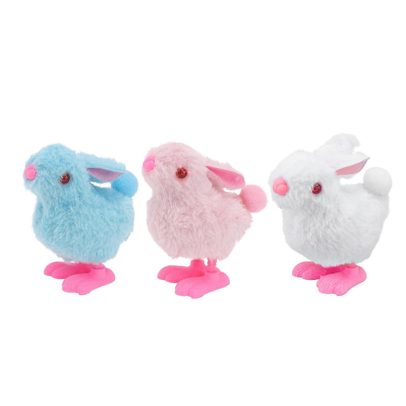 Rabbit Plush Toy Wind-Up Function with 3Pcs Adorable Rabbit Plush Dolls