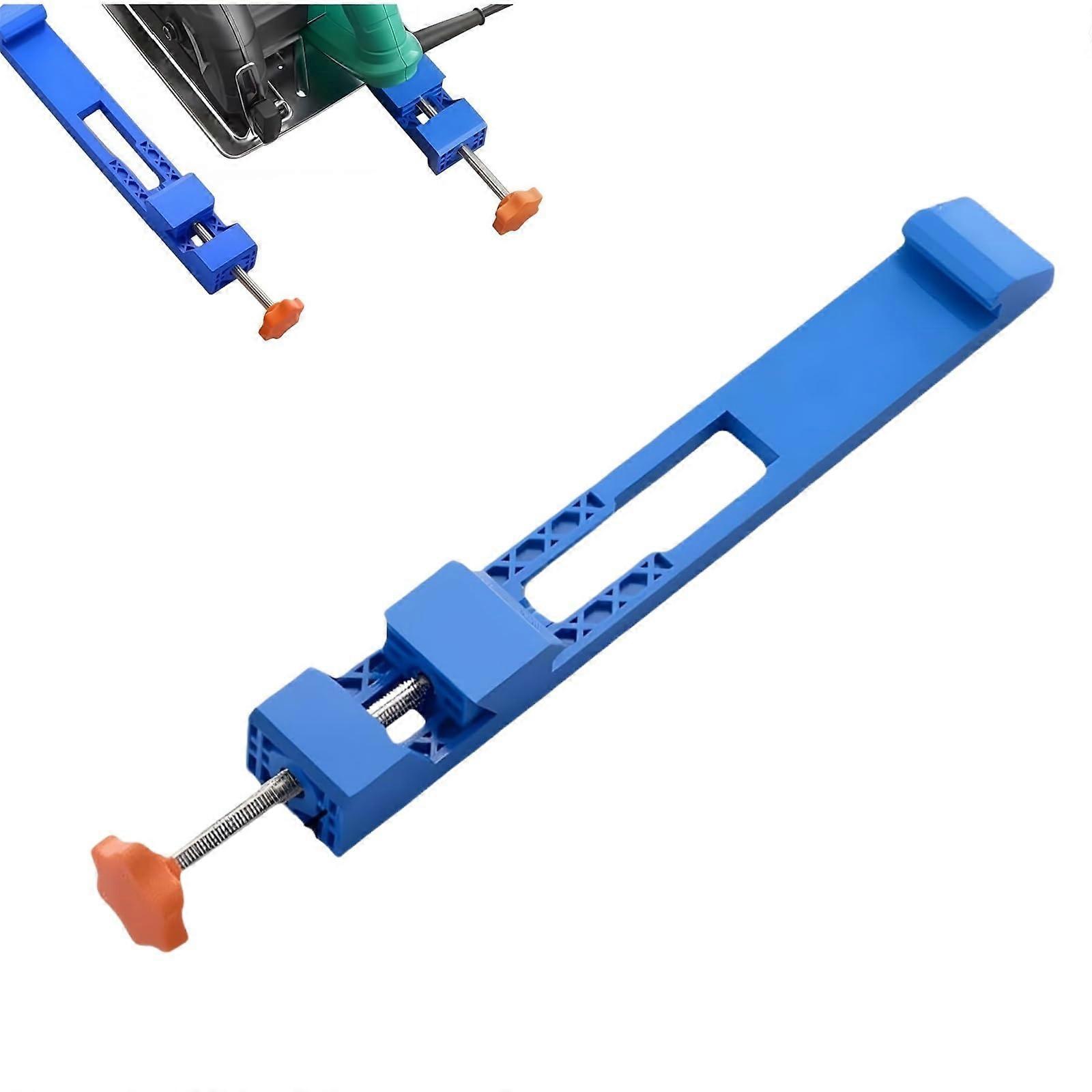 Adjustable Circular Saw Guide with Precision Cutting and Stable Base Clamp for Woodworking Tasks Blue