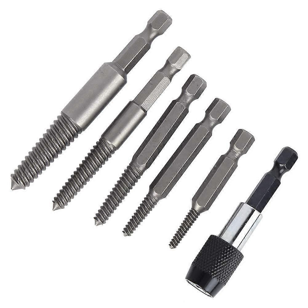 Screw Extractor Set Hardened Steel Broken Bolt and Stud Removal Tool Hex Shank 6Piece Kit