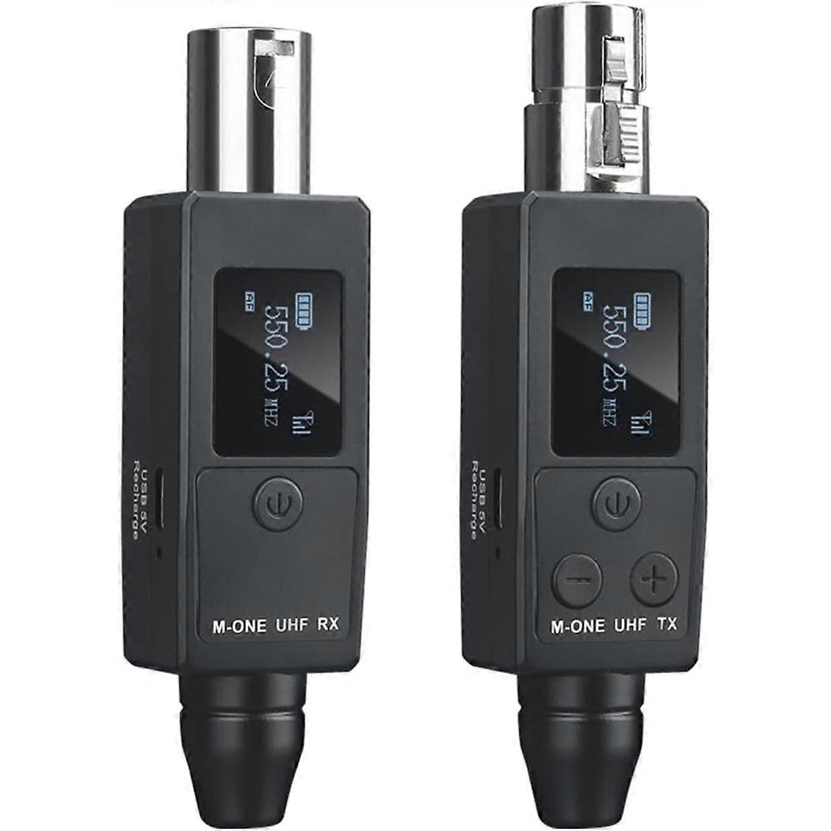 XLR Transmitter and Receiver Plug-on Wireless Microphone System for Dynamic/Condenser Microphone, E