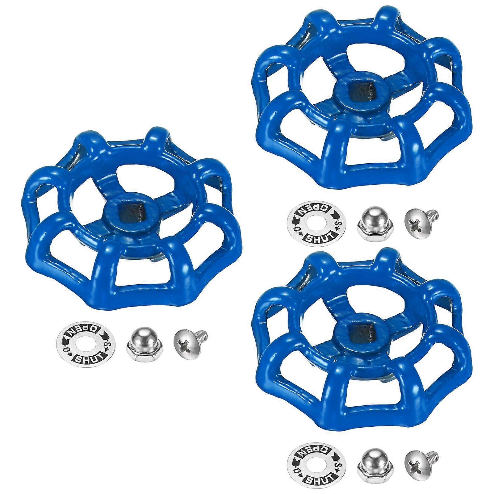 Faucet Handle Replacement Set, Blue Cast Iron Square Stem with Screws, RustResistant Outdoor Use