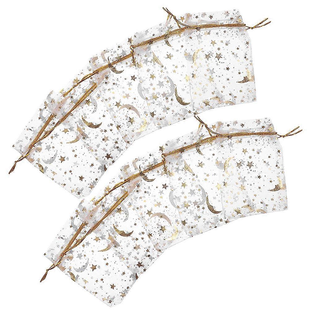 Mesh Storage Bag Drawstring Gift Pouches Anniversaries Gold 50Pack