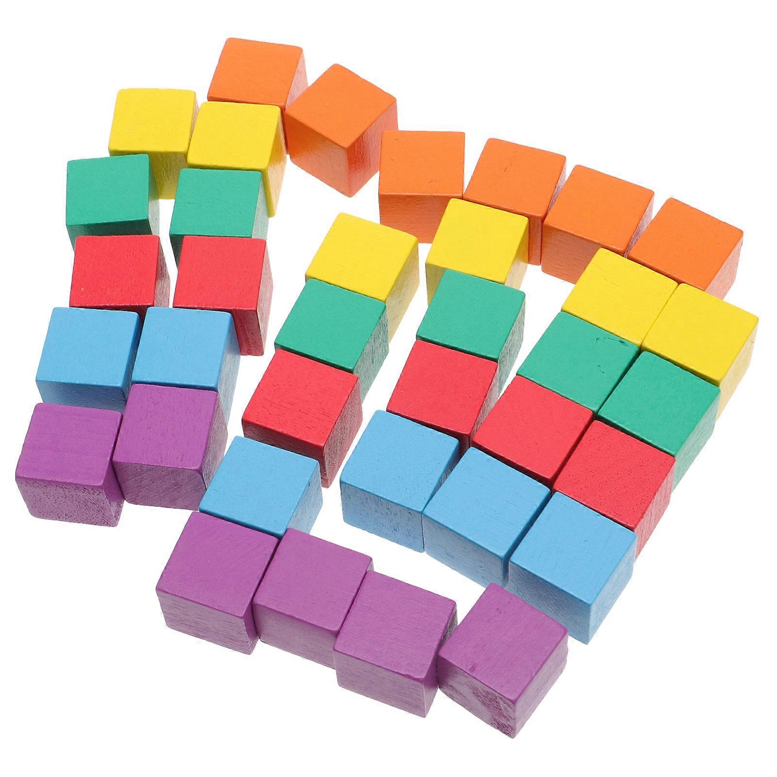 Colored Wooden Craft Cube Square Blocks for DIY Crafts 50Pcs Set
