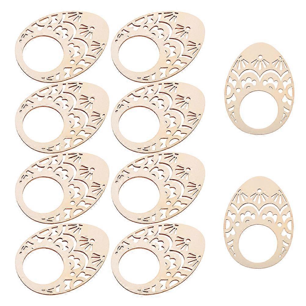 Dining Table Napkin Ring for Easter Decor 10Pcs Wooden Egg Buckles