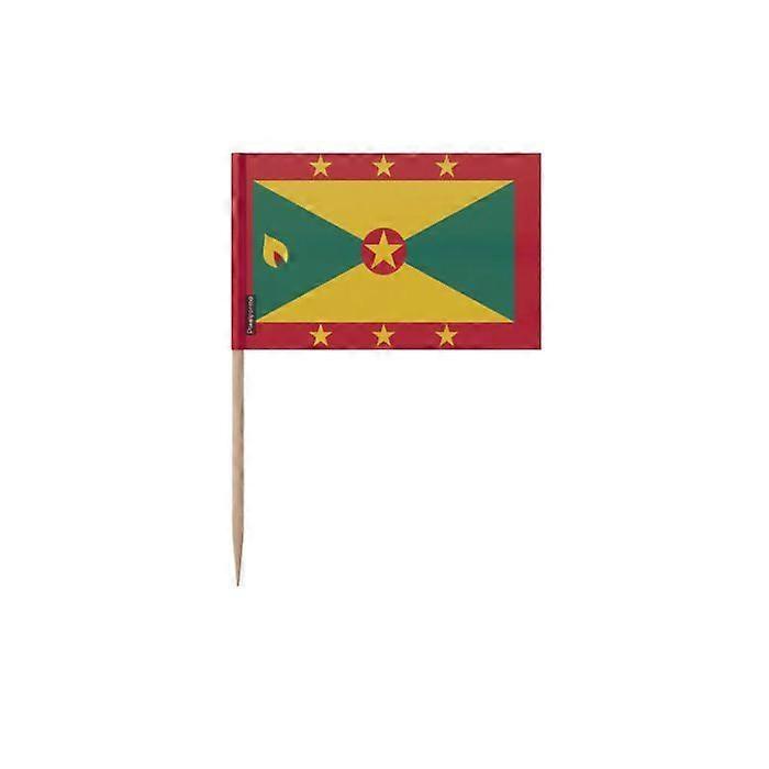 Toothpicks Flag of Grenada - 10 cm - 100 pieces - Adhesive plastic - Bamboo stick - Pixelforma