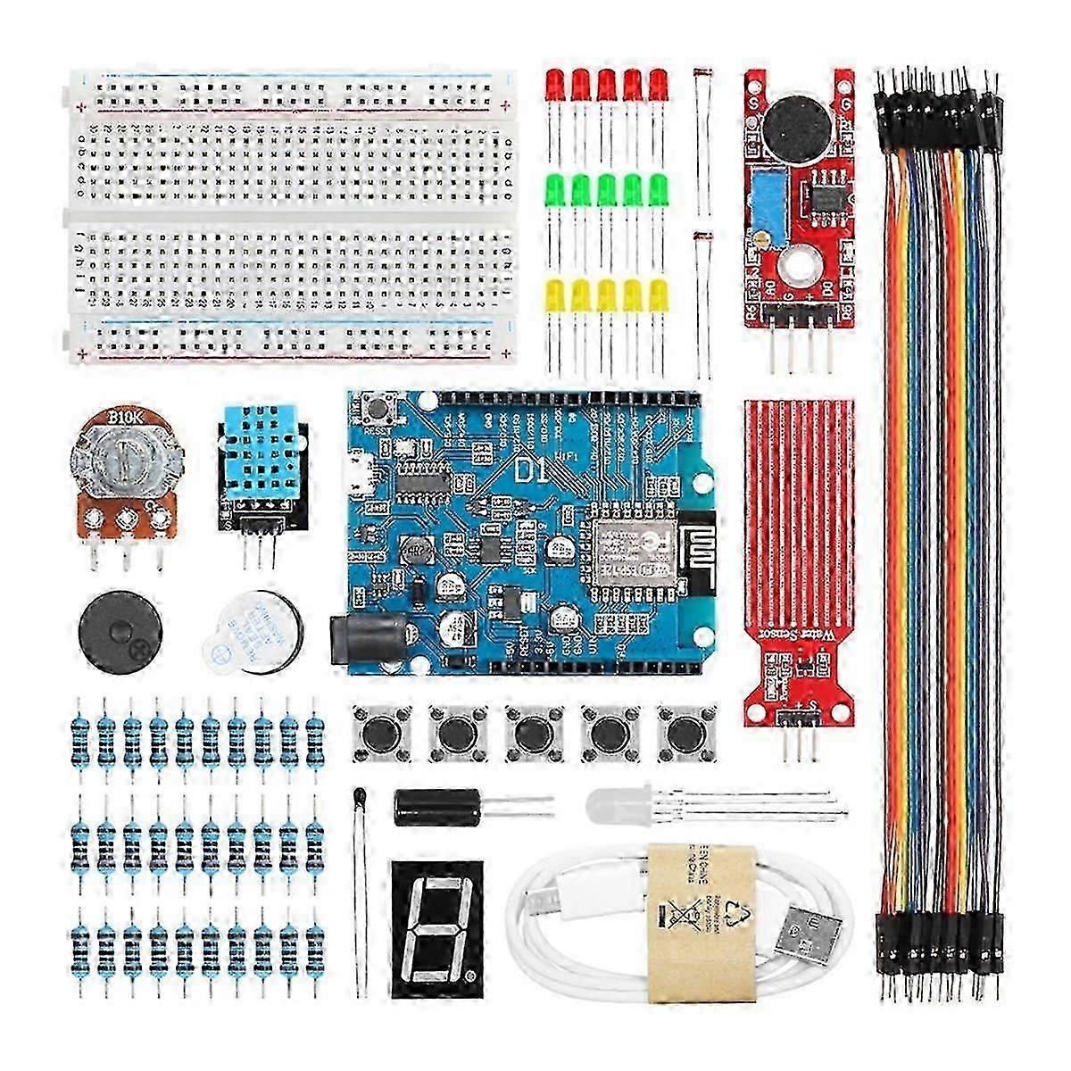 Enhanced Basic Kit for D1ESP8266 WiFi R3 Programming Component Complete Set for DIY Electronics & Education