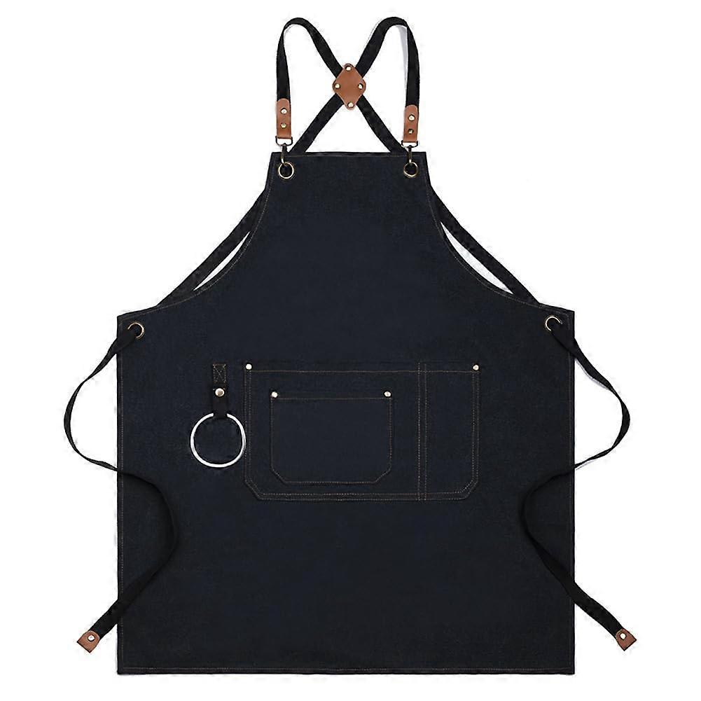 Adjustable Cross Strap Work Apron with Multiple Pockets for Kitchen, Carpenter, Waiter, Color 2