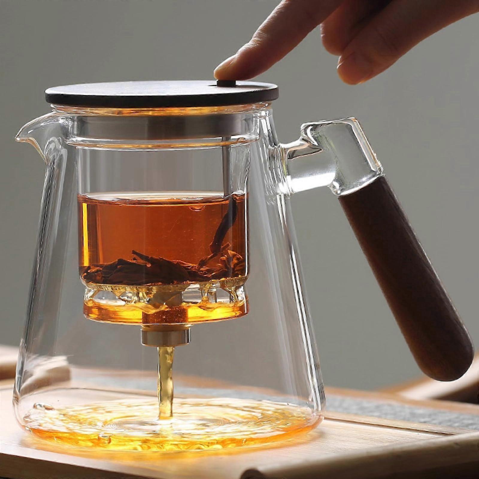 Glass Teapot 800ml Handmade HeatResistant with Automatic Kung Fu Tea Infuser Set
