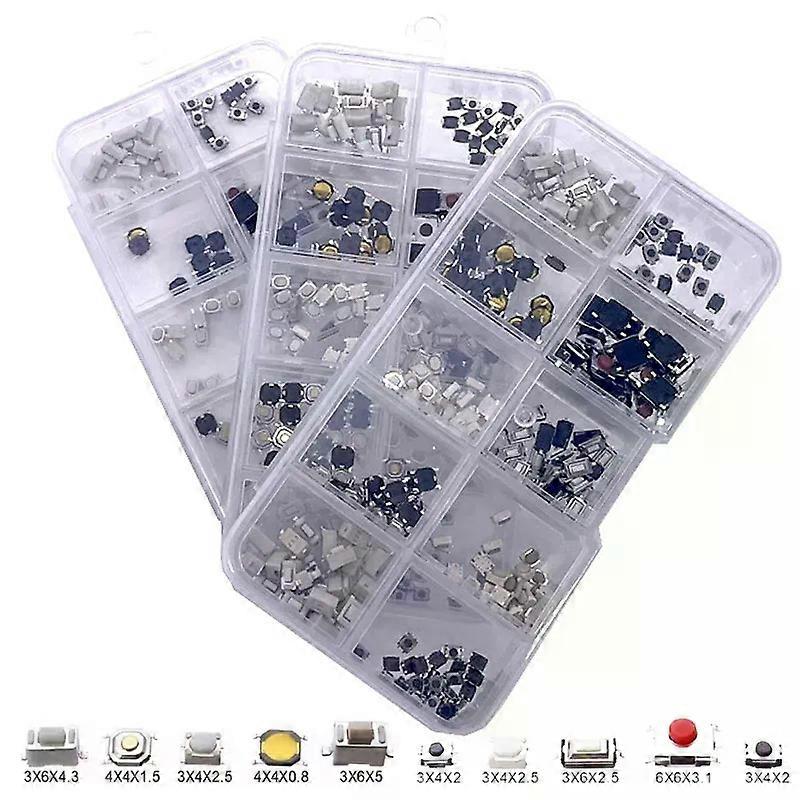 100/200/250pcs 10 Types Durable Car Remote Control Tablet Actile Push Button Switch Car Keys Button Touch Microswitch with Box